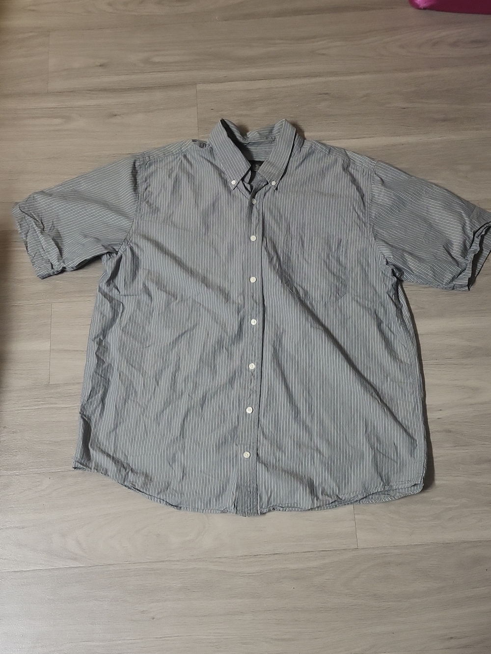 Eddie Bauer Men's Short-Sleeve Button-Down in Light Blue Stripe